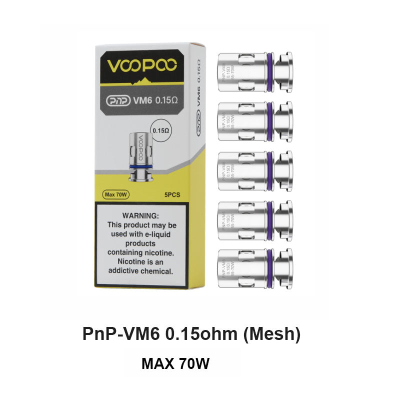 Voopoo PnP Replacement Coils for Drag BabyMini2SX,VINCI Series Kit,Argus Pro,PnP 2022,V.SUIT,Doric 60,Drag E60,Drag H80 S (5PcsPack)
